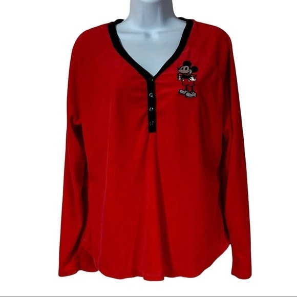 Disney Mickey Mouse Fleece Pajama Top Large 12-14 Lounge Sleepover - Picture 1 of 6